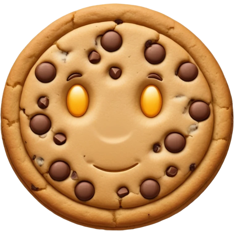 Emoji style chocolate chip cookie, clean lines, simple design emoji
