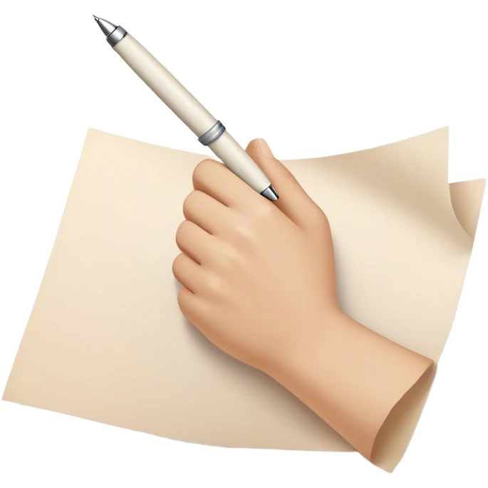 
A glowing hand emerges from a piece of paper, holding out a pen. The present self reaches for it, symbolizing the moment of taking action and breaking free from procrastination. emoji