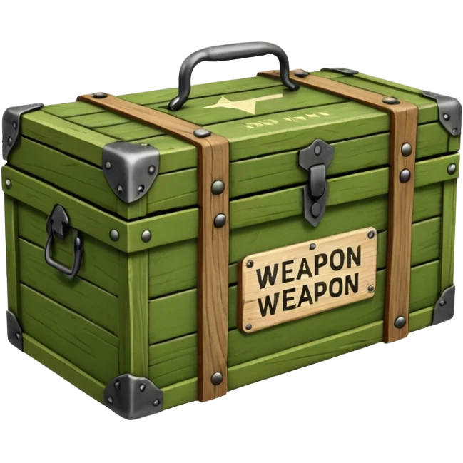 green military wooden box with with an inscription weapon emoji