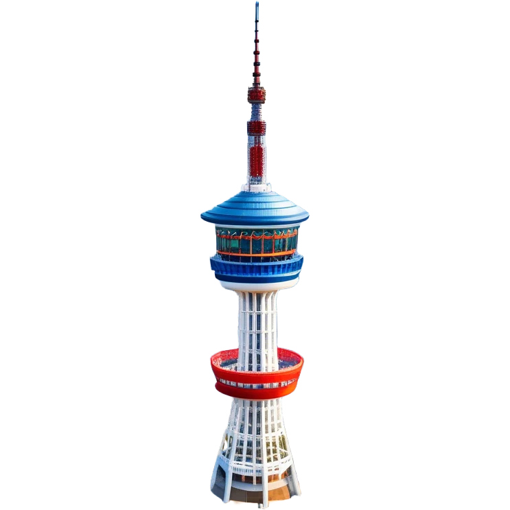 ​Cinematic Realistic N Seoul Tower, depicted in full daylight as a slender, single-column tower crowned by a cylindrical observation deck, set against a clear blue sky over Seoul’s vibrant cityscape, rendered with crisp architectural detail and bright, natural lighting that accentuates its modern elegance, emoji