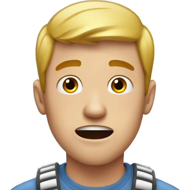 white male 20 year old, very scared emoji