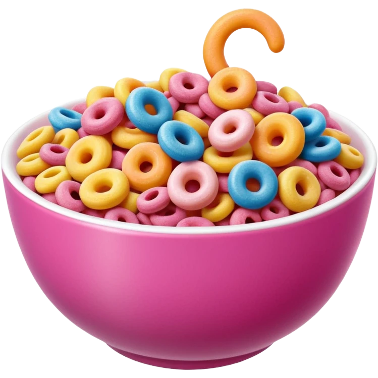 froot loops in a pink bowl, no spoon or milk emoji