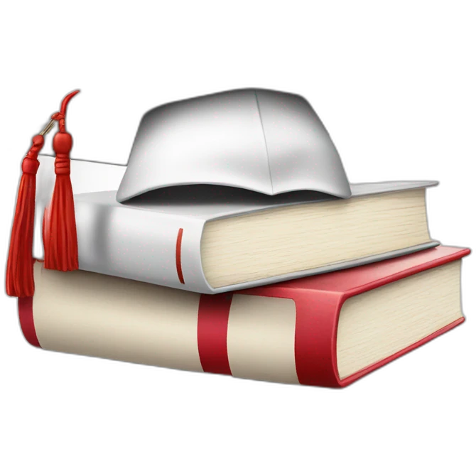 White Student cap with red medical cross On a stack of books emoji