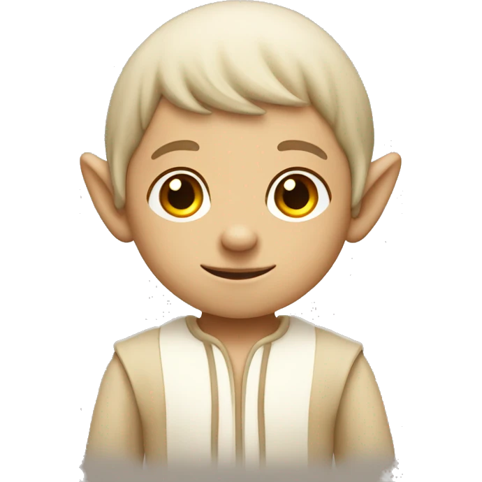 Little elf boy in white beige clothes emoji