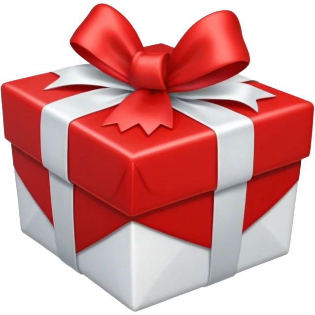 A red heart-shaped gift with a white bow emoji
