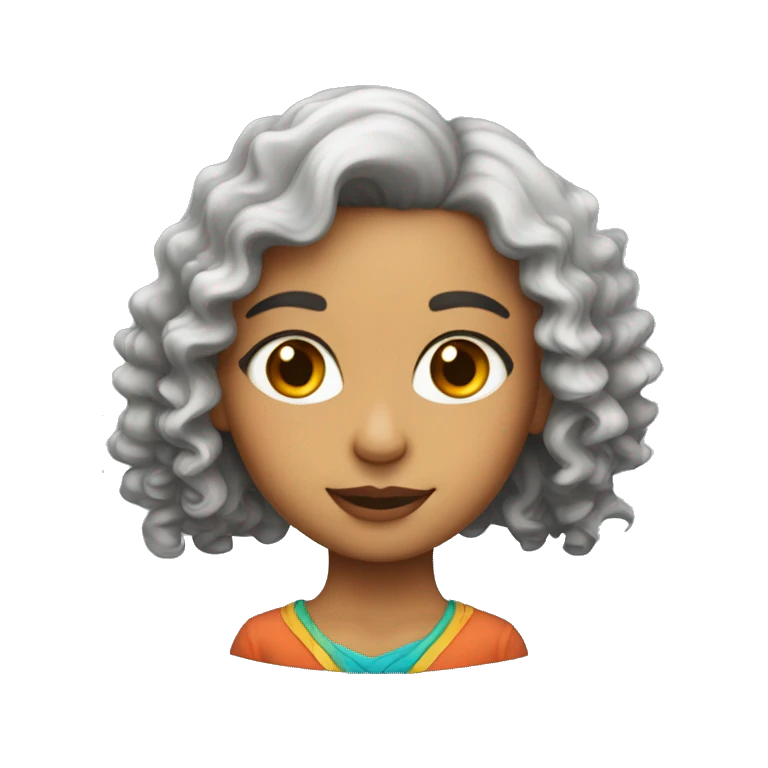 una chica con pelo rizado y un arcoriris en la cara emoji