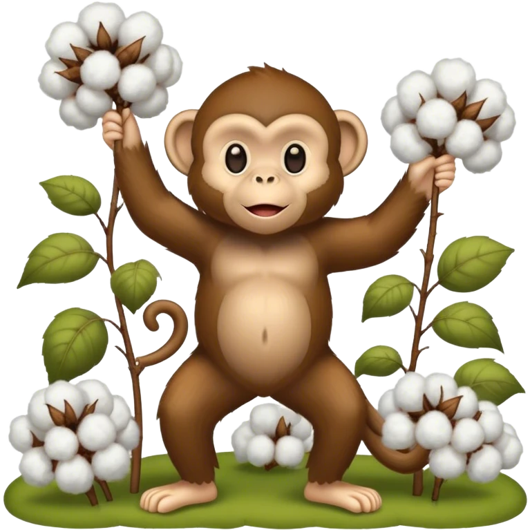 Monkey picking cotton emoji