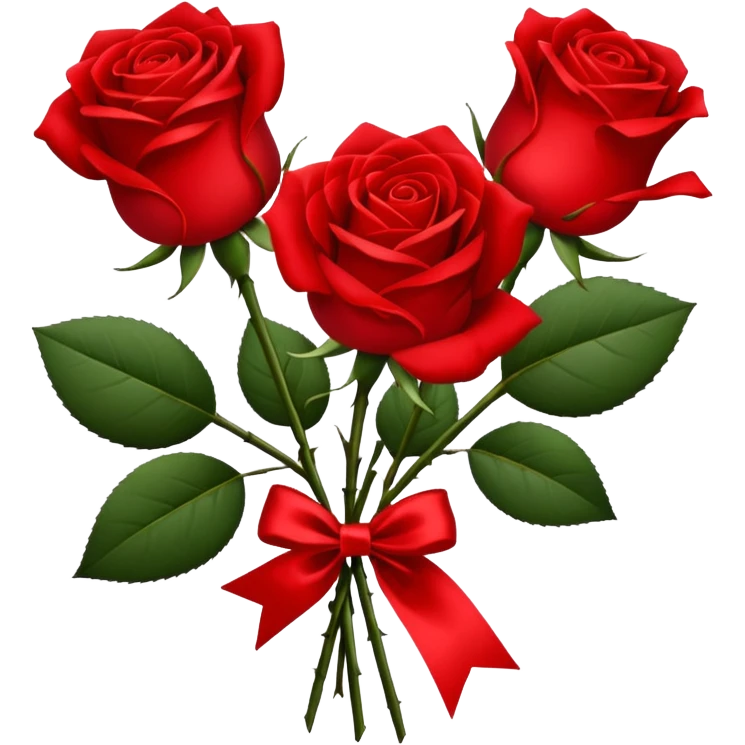 3 red roses tied with a red ribbon emoji