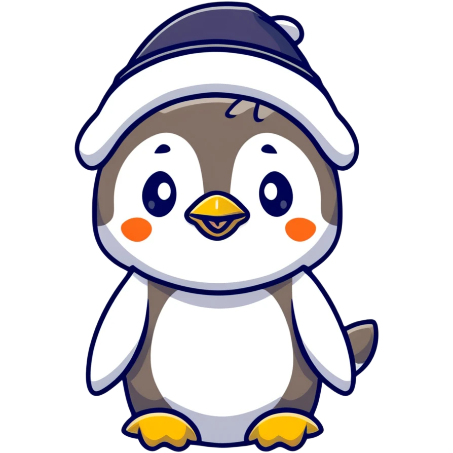 cute dog wearing a penguin-shaped hat emoji