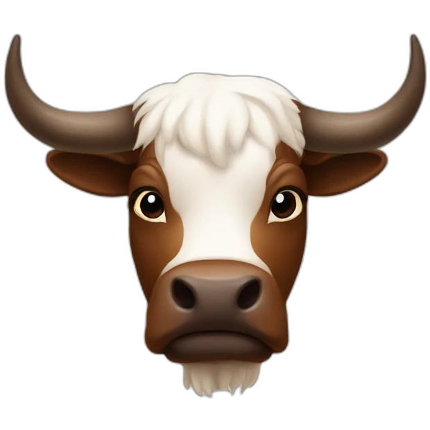 a brown bull white spot on head question emoji
