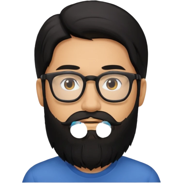 man with long black hair and beard and eyeglasses emoji