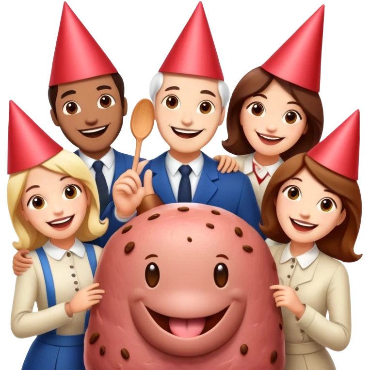 artists welcoming guests at a French  spam meat exhibition  emoji
