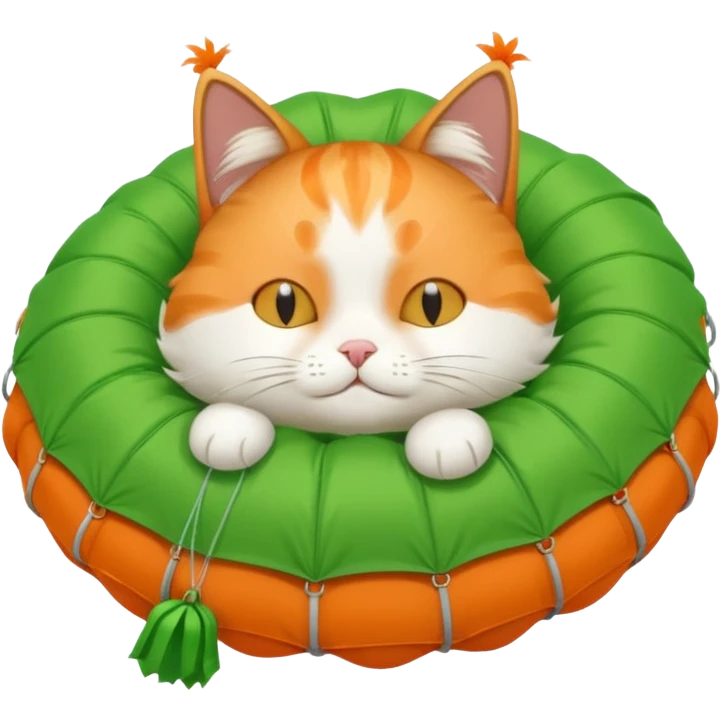 sleepy cat with green parachute emoji
