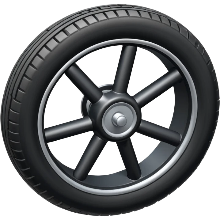 The aircraft's landing gear is one inflated, plump wheel with a strut, black in color, cartoon-style, isometric emoji