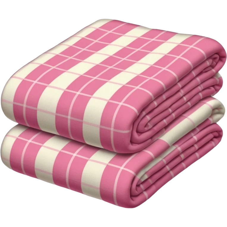 soft folded blanket, pink and white tartan emoji