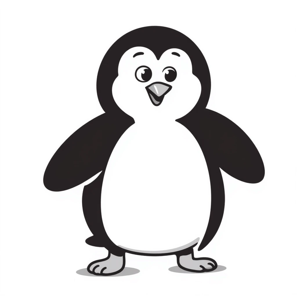 Funny cartoon penguin waddling emoji