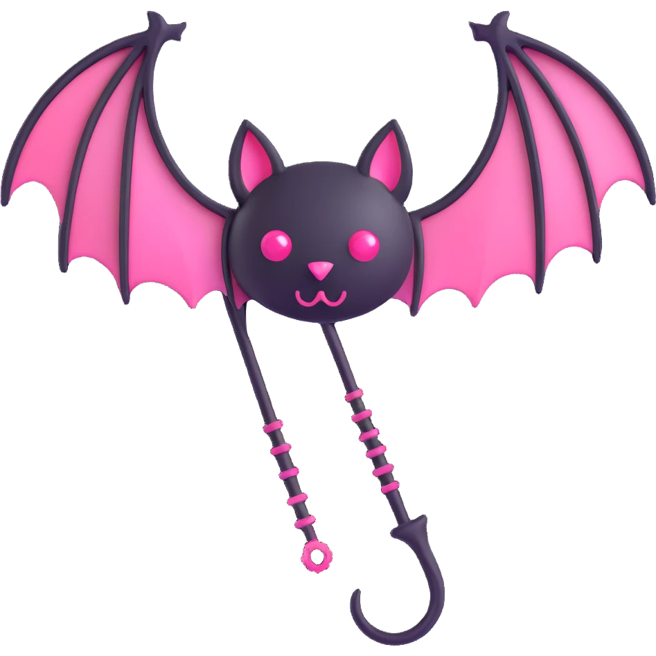 3D gothic bat hairpin with pink highlights, elegant and dark emoji