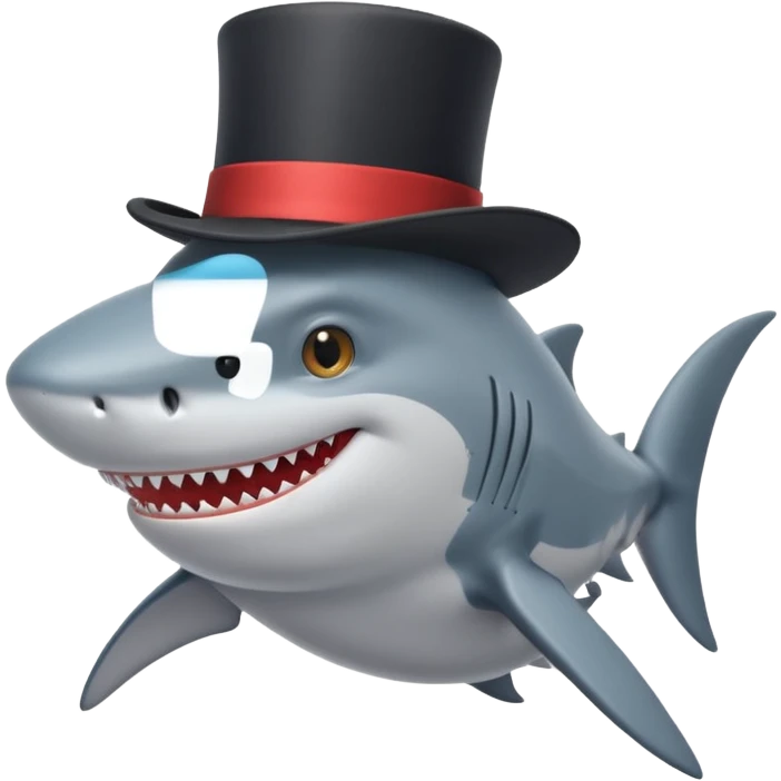 Shark with a top hat emoji