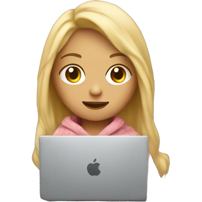Blonde girl in blanket on laptop emoji