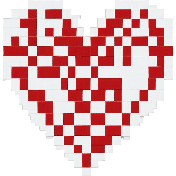 Red and white heart 8 bit emoji