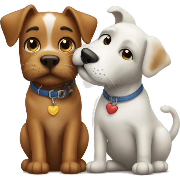 Cat and a dog kissing emoji