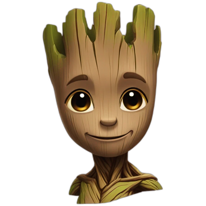 Groot with love emoji