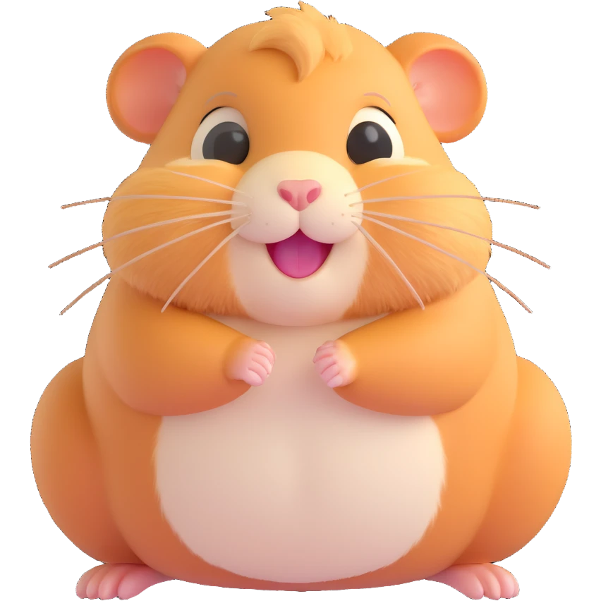 fluffy gerbil, playful pose, whiskers, chubby cheeks emoji