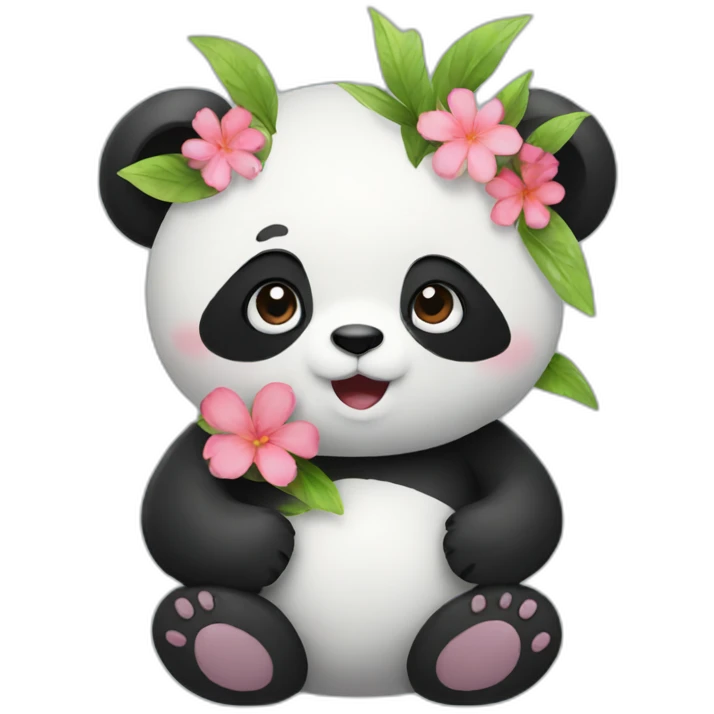 Panda with flower emoji