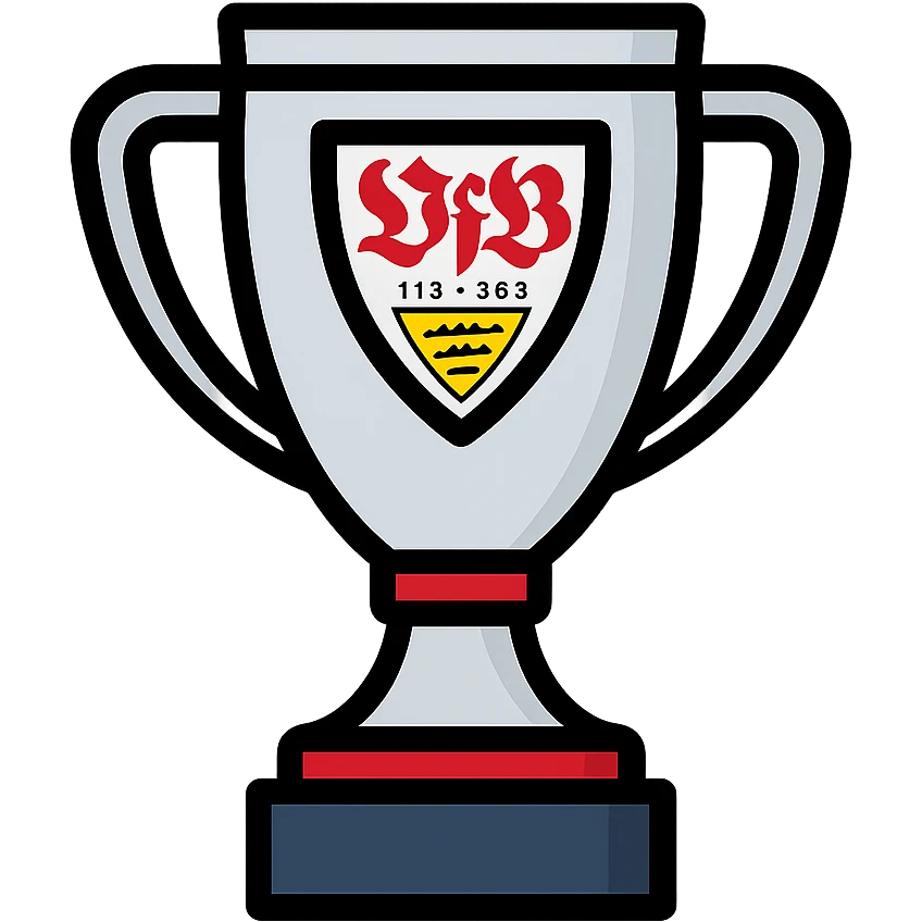 VfB Stuttgart trophy, football club, silver cup with red and white accents, modern icon style emoji