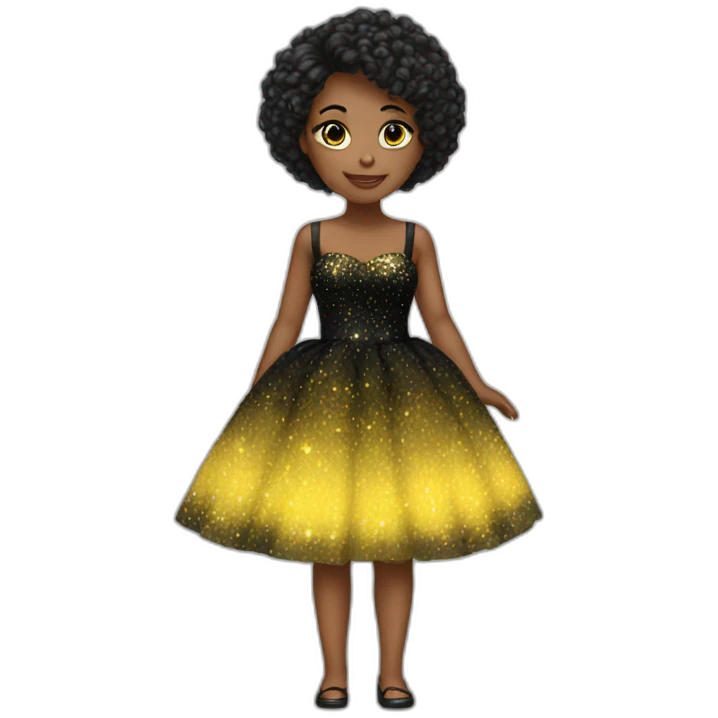 Black yellow sparkly dress emoji
