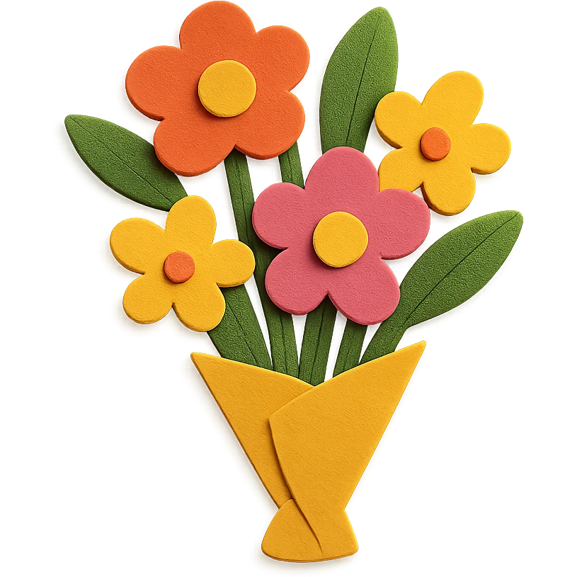 bouquet of flowers in paper-craft style emoji