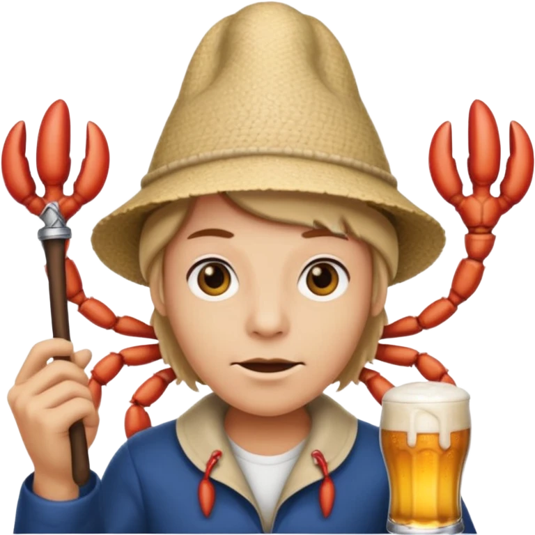  A crabby beer spelling whip emoji