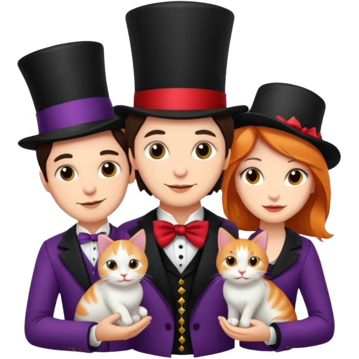 magician couple and their pet cat emoji