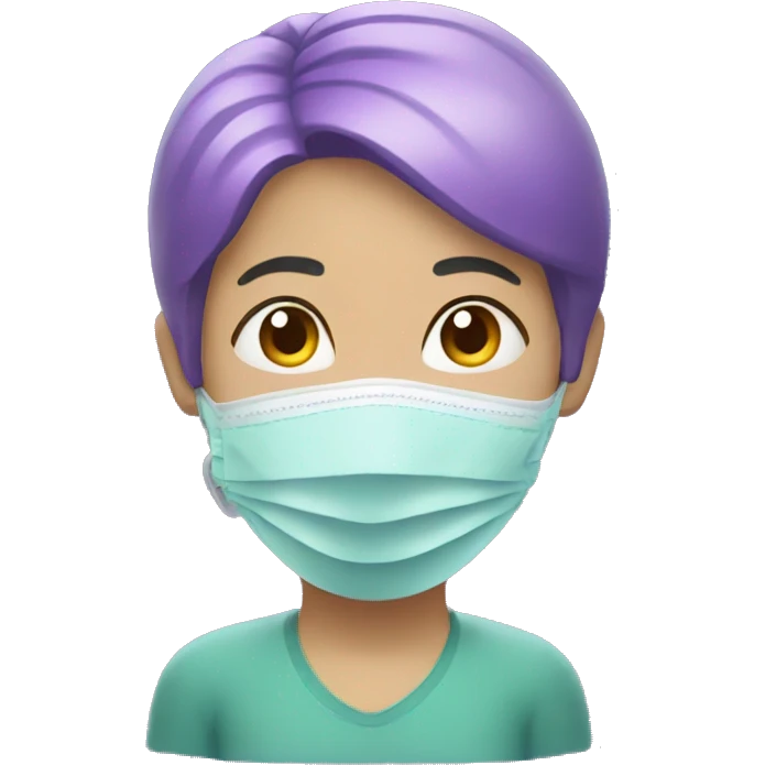 Woman with short purple hair with oxygen mask emoji