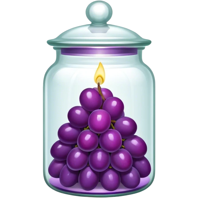 Purple grape candle in a glass jar with a glass cover emoji