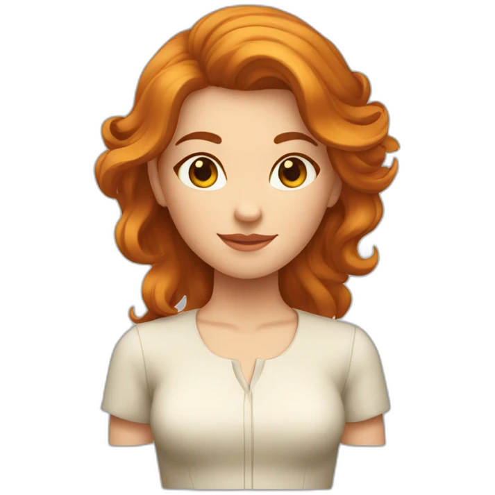Fille cheveux châtain roux long emoji