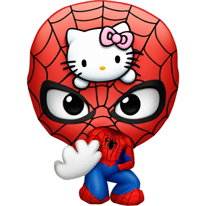 Hello kitty kissing Spiderman  emoji