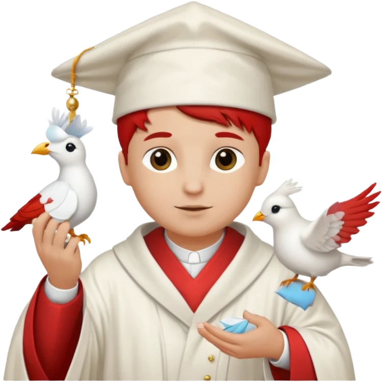Cardinal with CMC on hat with dove emoji