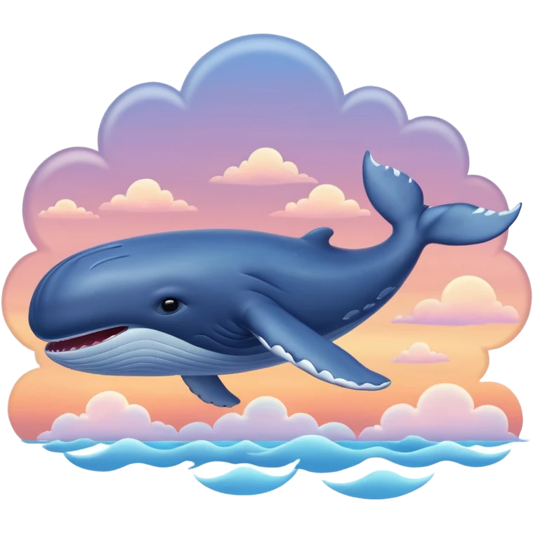 Sky Whale – Gigantic whale drifting among pastel sunset clouds. emoji
