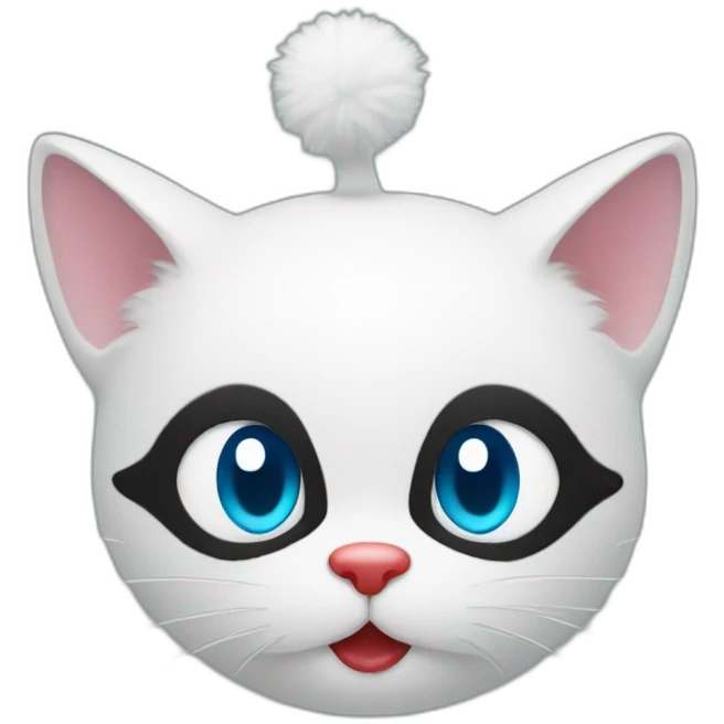 white black kitty with clown face emoji