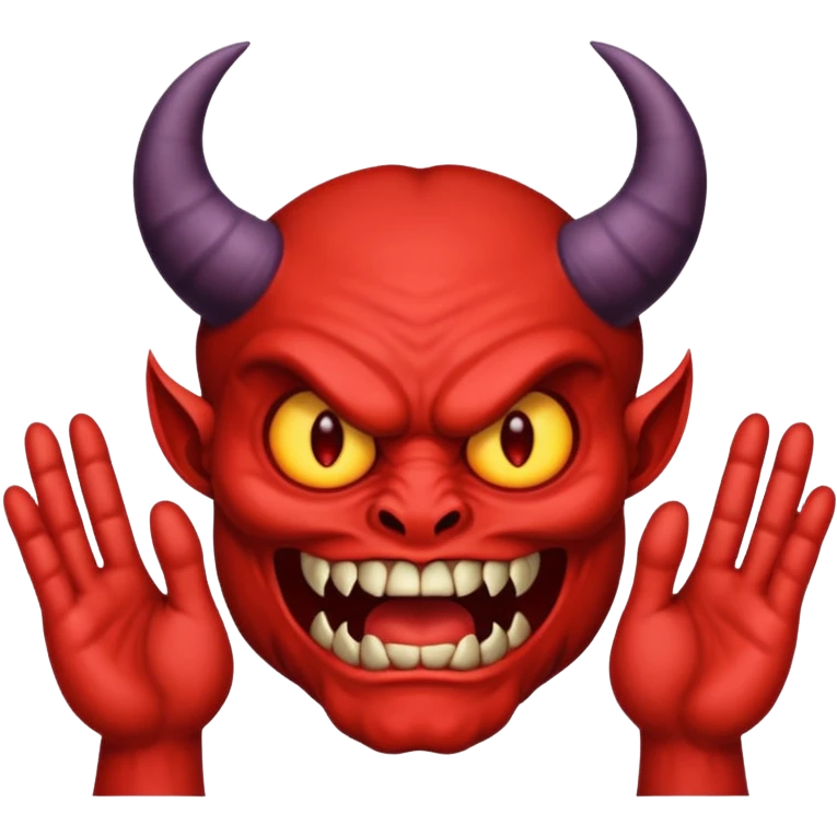 A demon with 2 hands one hand has a 9 on top and the other hand has a 9 on top  emoji