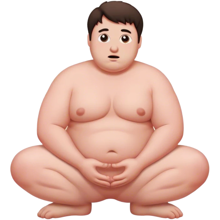 fat white guy shirtless kneeling emoji