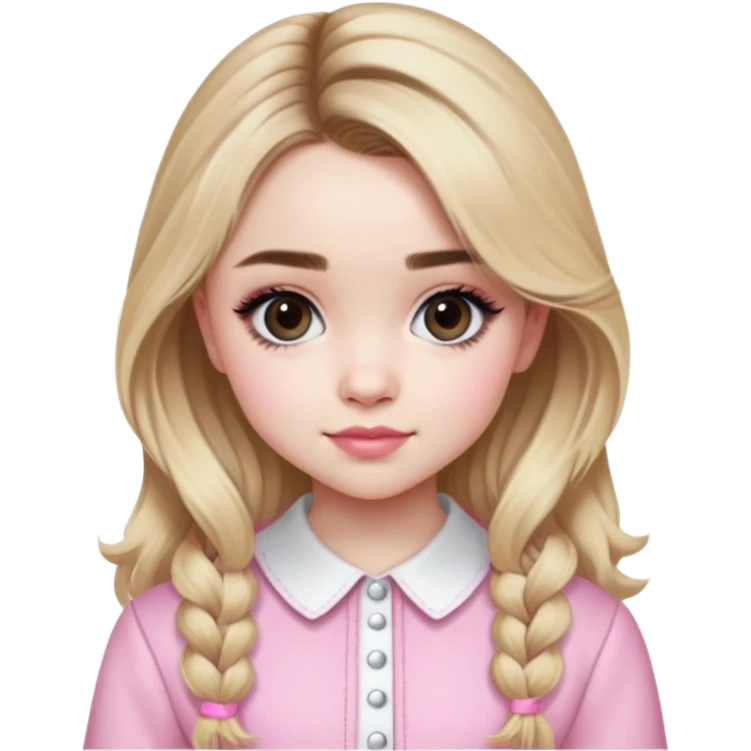 Sabrina Carpenter blonde pop star in a pink and white outfit, Short n' Sweet look emoji