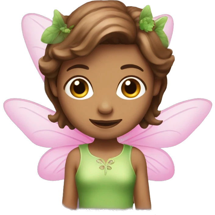 Fairy with brown hair and pink and green clothes emoji