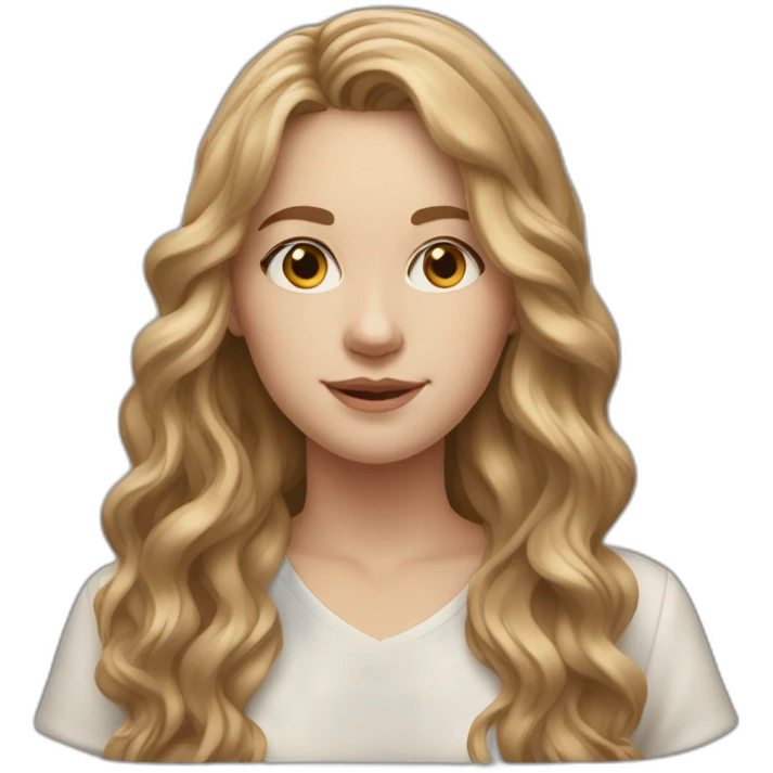 20 year old white woman with light brown long wavy hair emoji