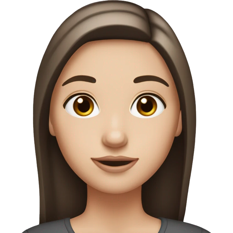 a white girl with dark brown milking brown straight hair middle part that’s short and ends the length on her shoulders with brown eyes and long eyelashes emoji