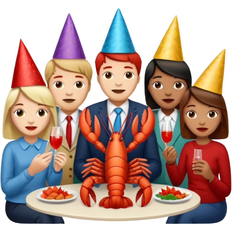 200 people eating lobster at a family party emoji