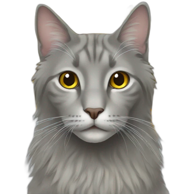 Long hair grey cat with Sunflower emoji