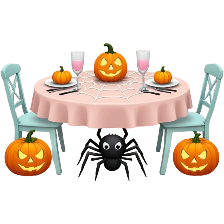 pastel pink halloween table setup emoji