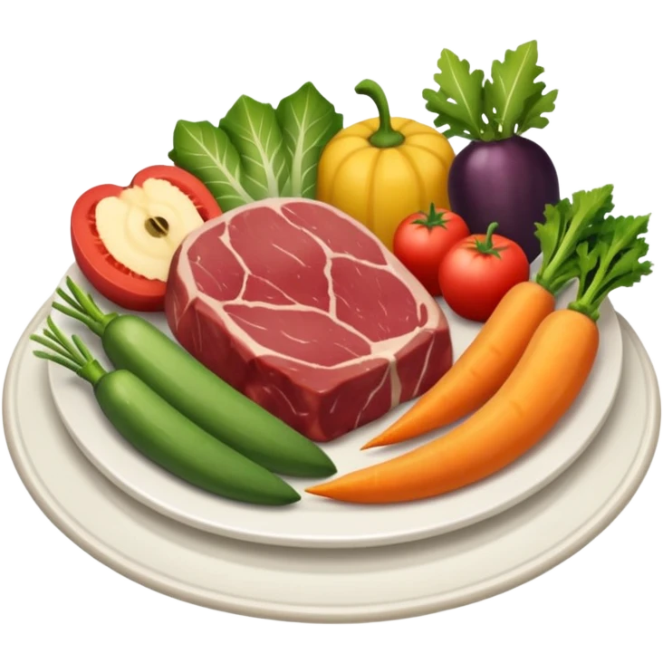 dinner with meat fruit and veggie emoji